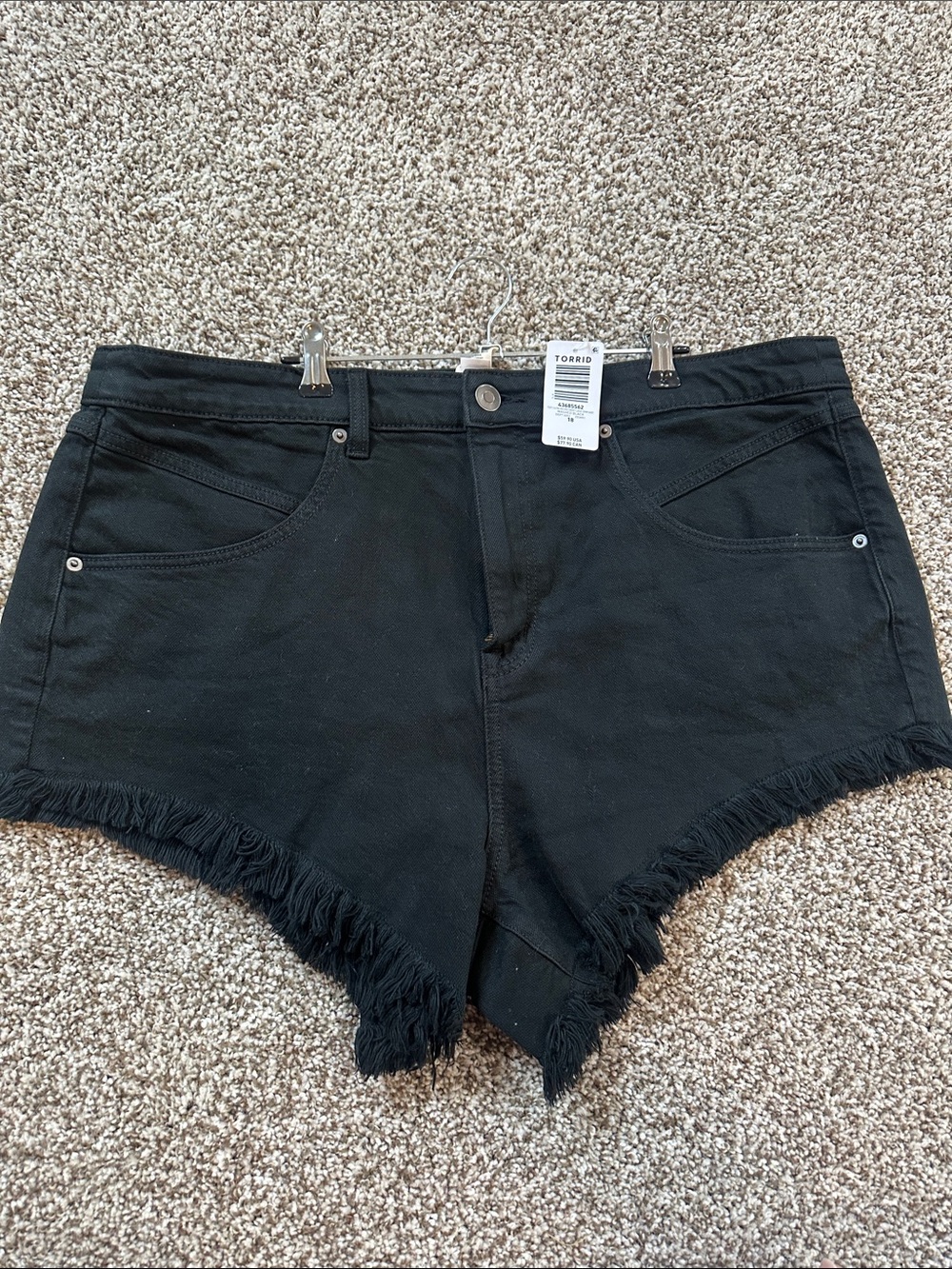 torrid Black High-Rise Frayed Hem Denim Shorts